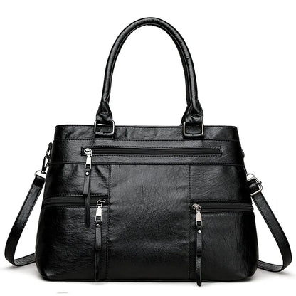 Women's Leather Tote Handbag – Top Handle Shoulder & Crossbody Bag