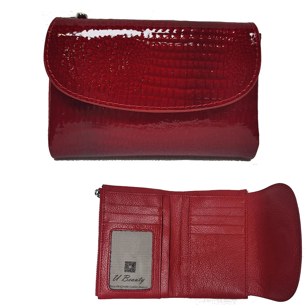 Crocodile Pattern Genuine Leather Women's Short Wallet