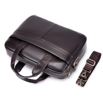 14-Inch Genuine Leather Men's Laptop Briefcase Bag