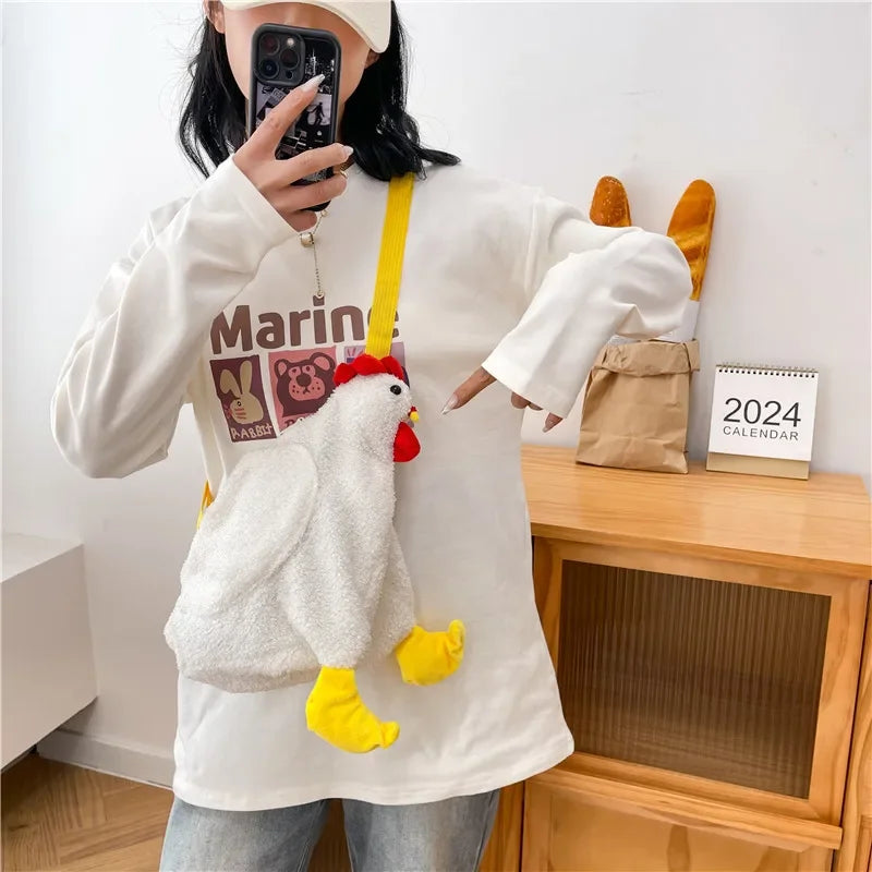 Cute Chicken Plush Crossbody Bag – Novelty Hen Purse