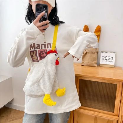 Cute Chicken Plush Crossbody Bag – Novelty Hen Purse