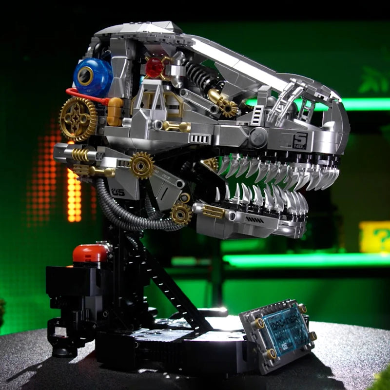 Mechanical Dinosaur Building Blocks Model – Electric T-Rex Skull Display Set