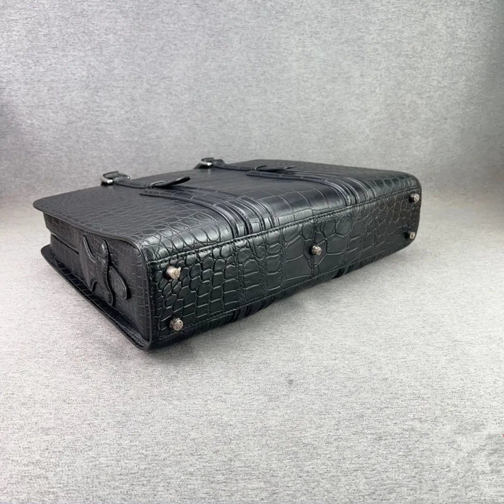 Crocodile Leather Men's Briefcase – Black Luxury Business Bag
