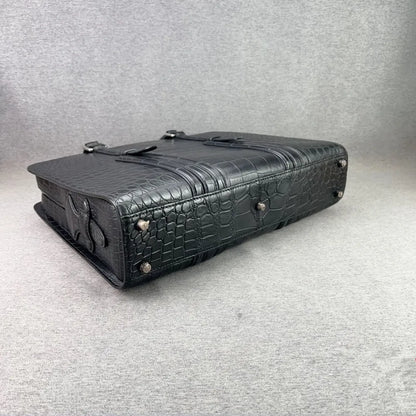 Crocodile Leather Men's Briefcase – Black Luxury Business Bag