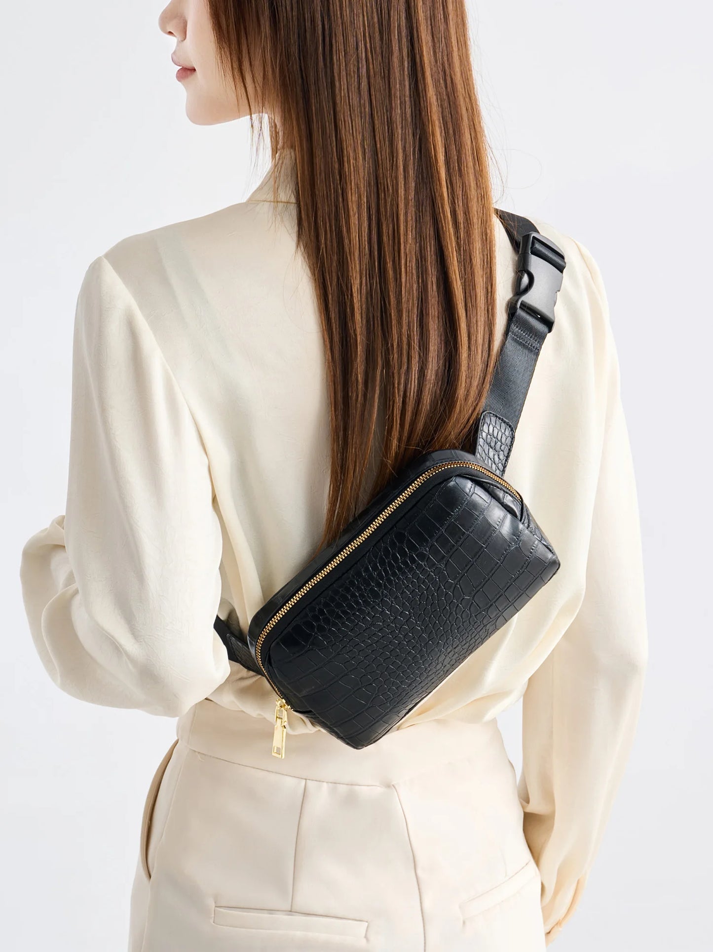 Crocodile Pattern Women's Chest Bag – PU Leather Crossbody