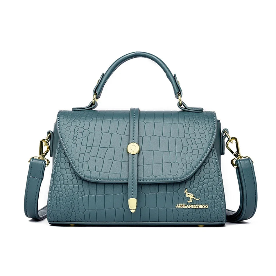 Crocodile Pattern Leather Crossbody Bag for Women