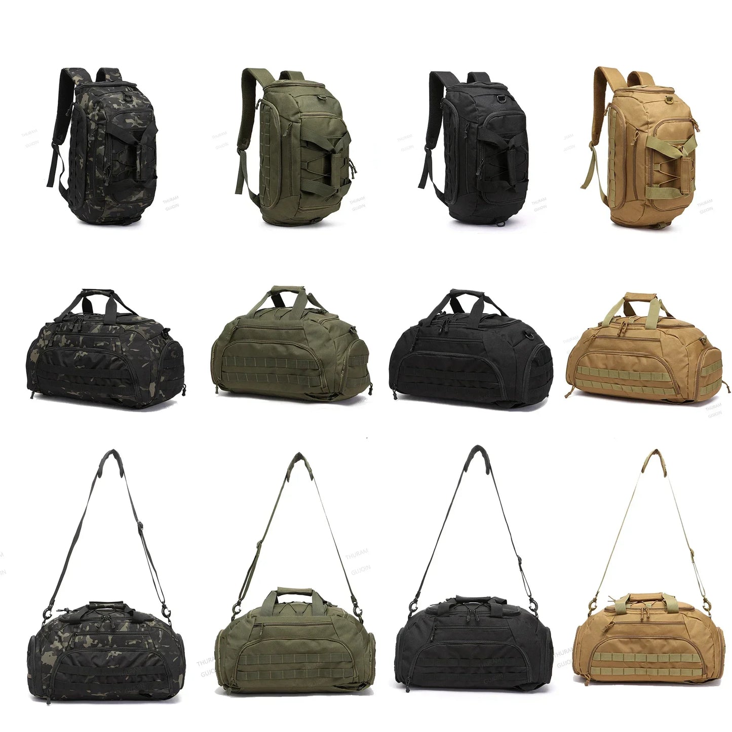 3-in-1 Tactical Gym Bag with Shoe Compartment – Backpack, Duffel & Sling