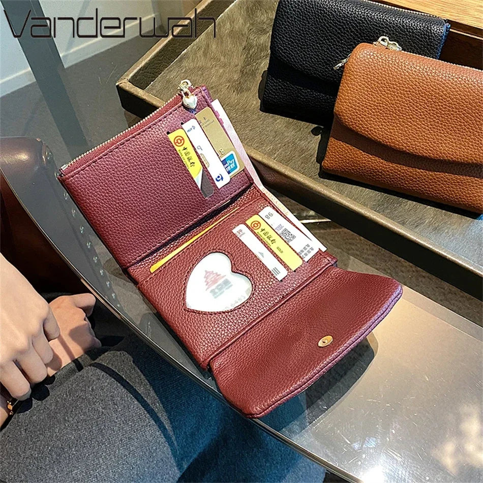 Leather Trifold Wallet for Women – Slim Card Holder Clutch Purse