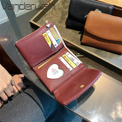 Leather Trifold Wallet for Women – Slim Card Holder Clutch Purse
