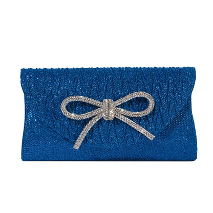 Crystal Bow Evening Clutch Purse – Shiny Envelope Bag for Wedding & Party