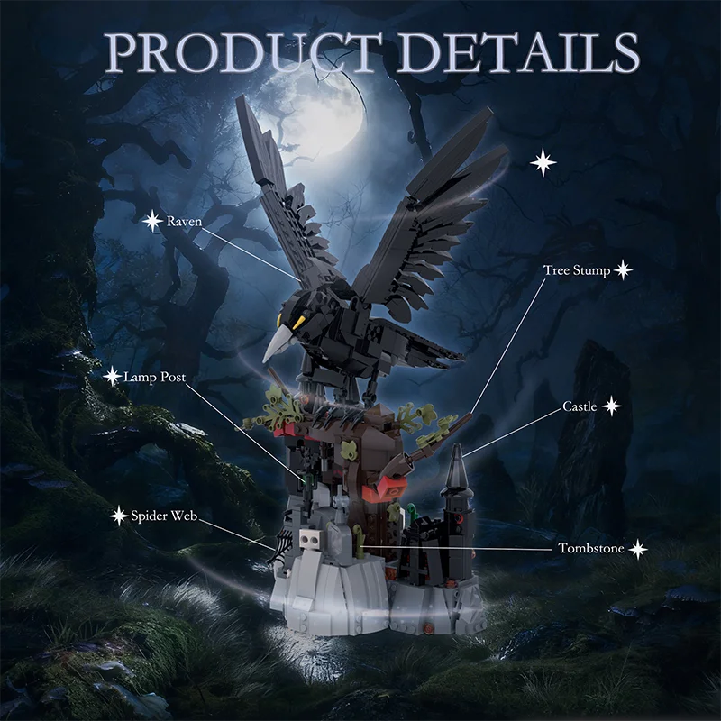 Lunar Raven Building Blocks Set – Dark Crow MOC Model