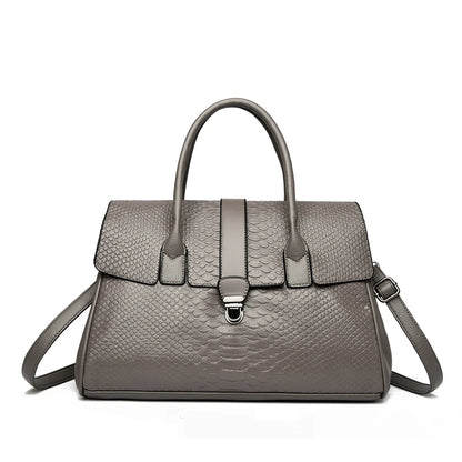 Snake Embossed Leather Tote Bag for Women – Large Shoulder Handbag