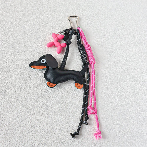 Dachshund Dog Bag Charm Keychain Pendant with Nylon Rope