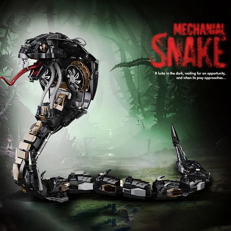 Cyberpunk Mechanical Snake Building Blocks Set – 1000 Pcs MOC