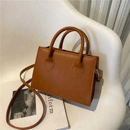 Minimalist Small Square Handbag Top Handle Crossbody Purse for Women
