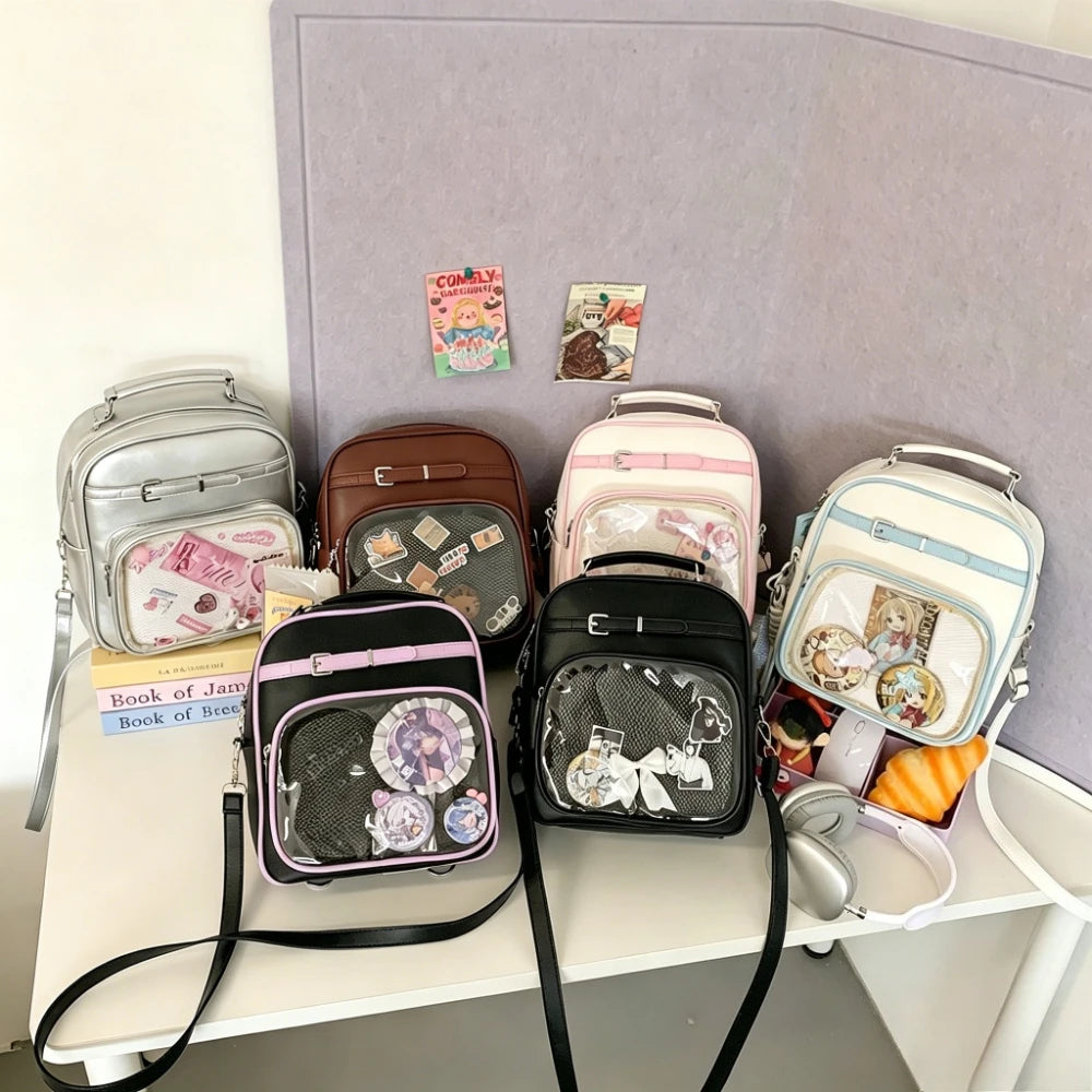 Ita Bag Preppy Style Crossbody Backpack – Clear Window Mini Bag for Girls