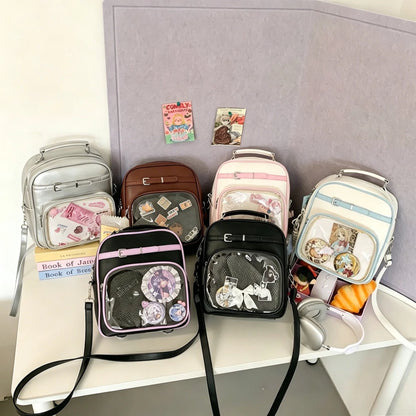 Ita Bag Preppy Style Crossbody Backpack – Clear Window Mini Bag for Girls