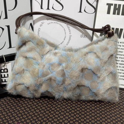 Real Fur Shoulder Bag Women Mink Hair Designer Luxury Handbag Trend Casual Elegant Female Bags
