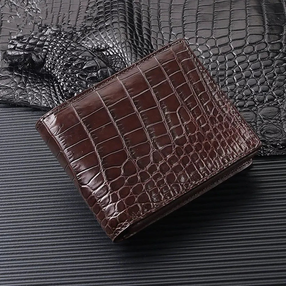Crocodile Leather Men's Wallet – Short Bifold Multi-Card Retro Style