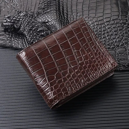 Crocodile Leather Men's Wallet – Short Bifold Multi-Card Retro Style