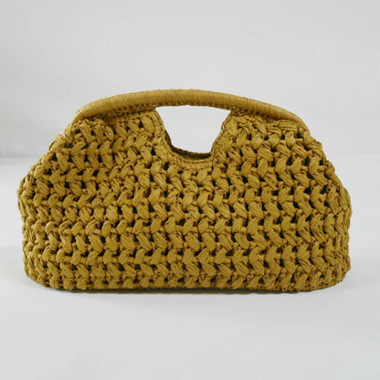 Handwoven Straw Clutch Bag – Elegant Summer Beach Handbag
