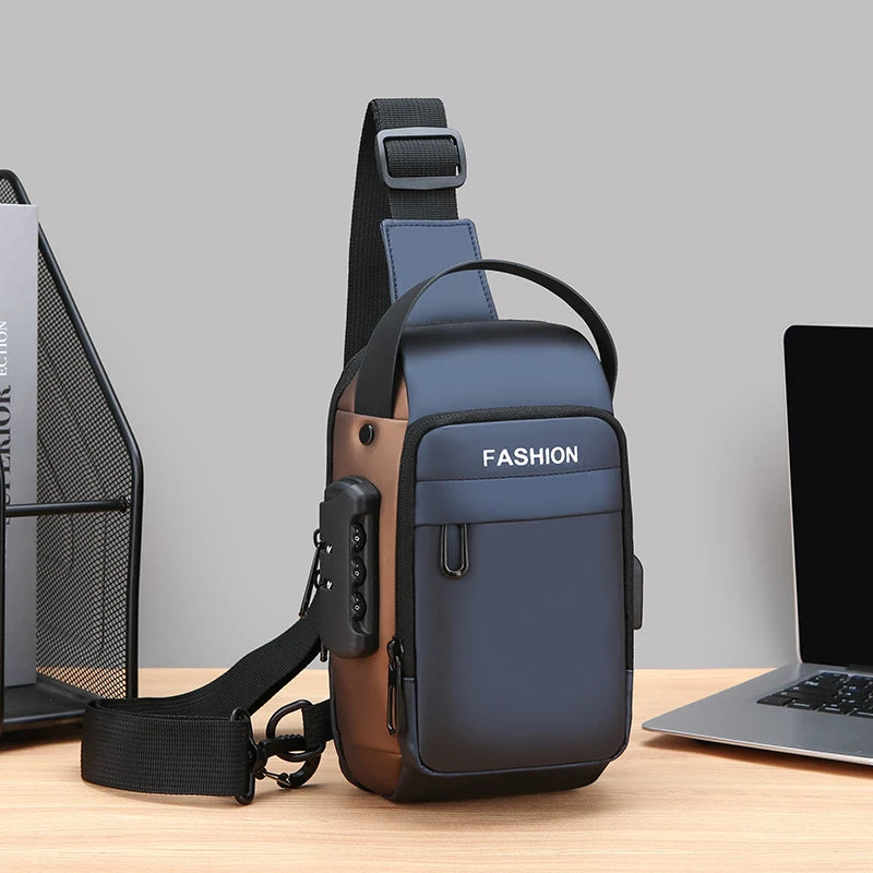 Anti-Theft Chest Bag for Men – USB Charging Crossbody Sling