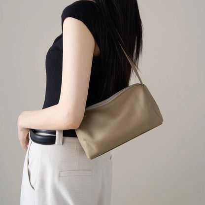 Genuine Leather Mini Cylinder Crossbody Bag for Women – Soft Pebbled Shoulder Bag