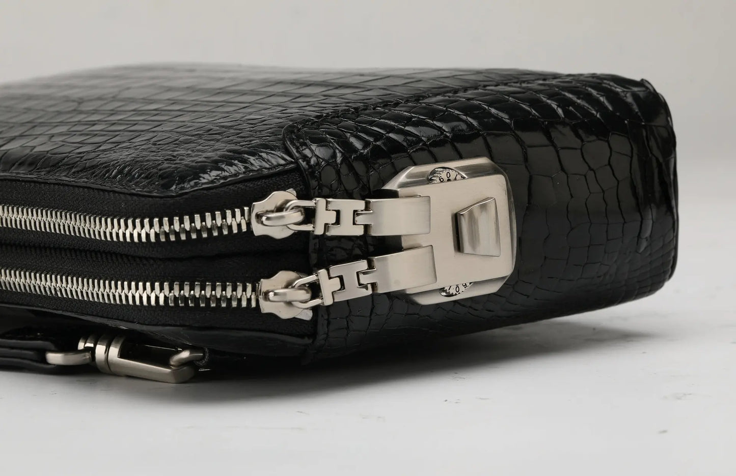 Crocodile Leather Clutch Bag for Men – Double Zipper Wristlet