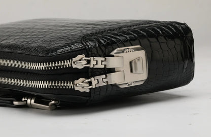 Crocodile Leather Clutch Bag for Men – Double Zipper Wristlet
