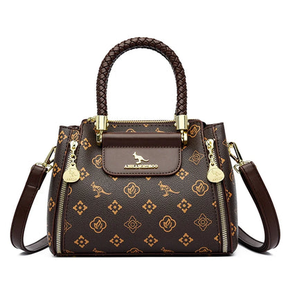 Designer Monogram Leather Crossbody Bag with Braided Handle