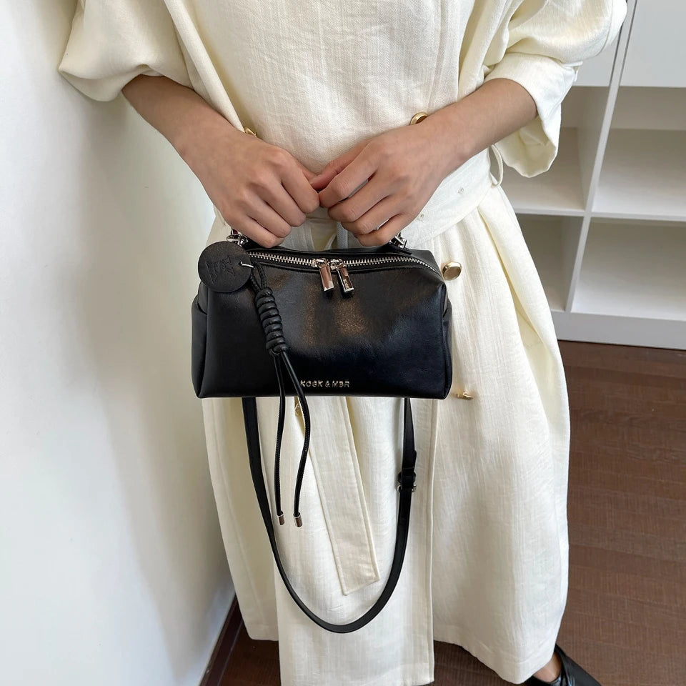 Women's PU Leather Boston Bag – Top Handle Crossbody Shoulder Bag