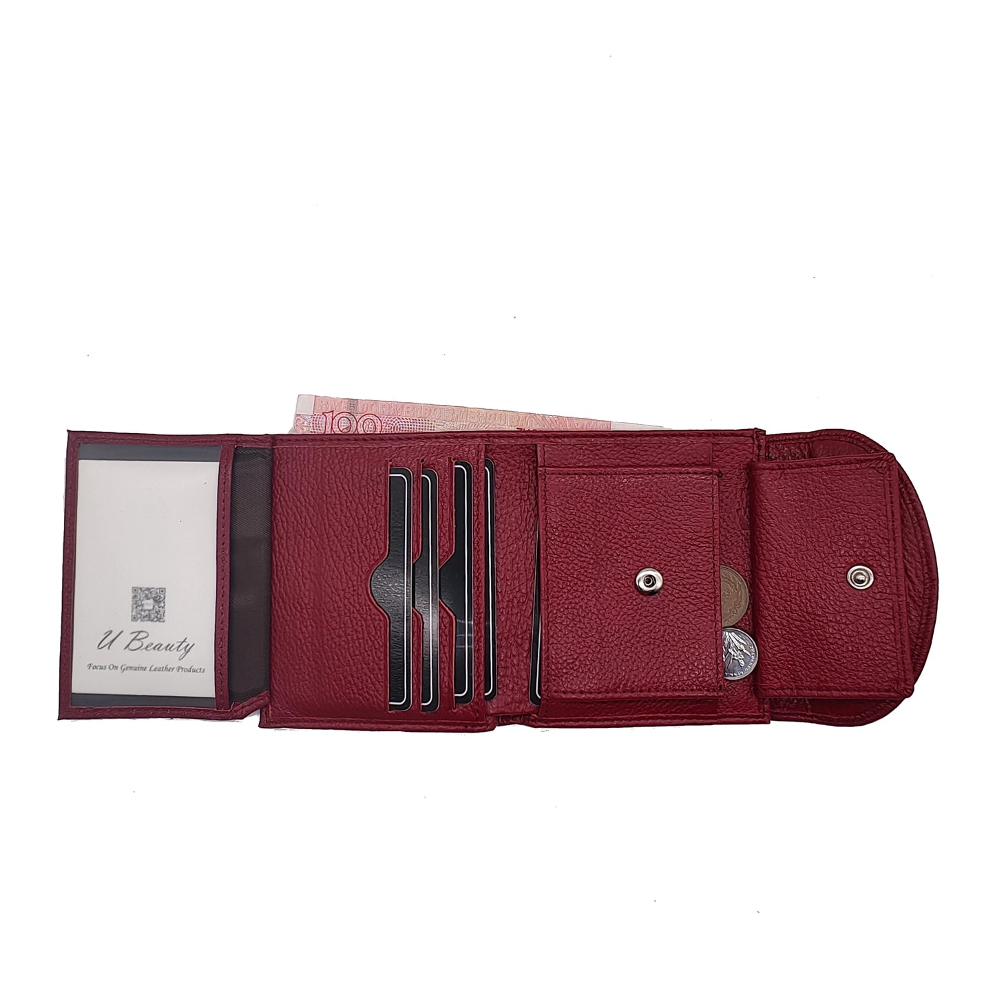 Women's Genuine Leather Short Wallet – Flap Closure with Card Holders