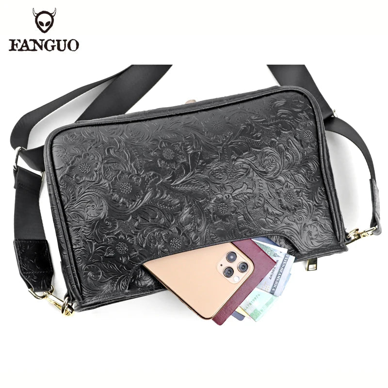 Handmade Genuine Leather Crossbody Messenger Bag for Men