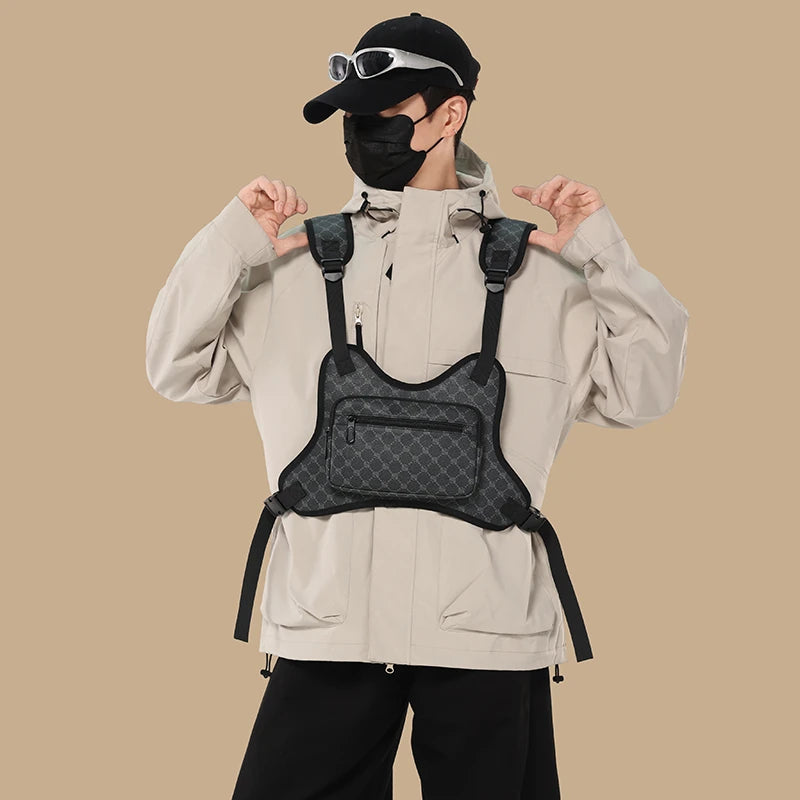 Tactical Chest Rig Bag – Men's Monogram Harness Vest for Streetwear & Techwear