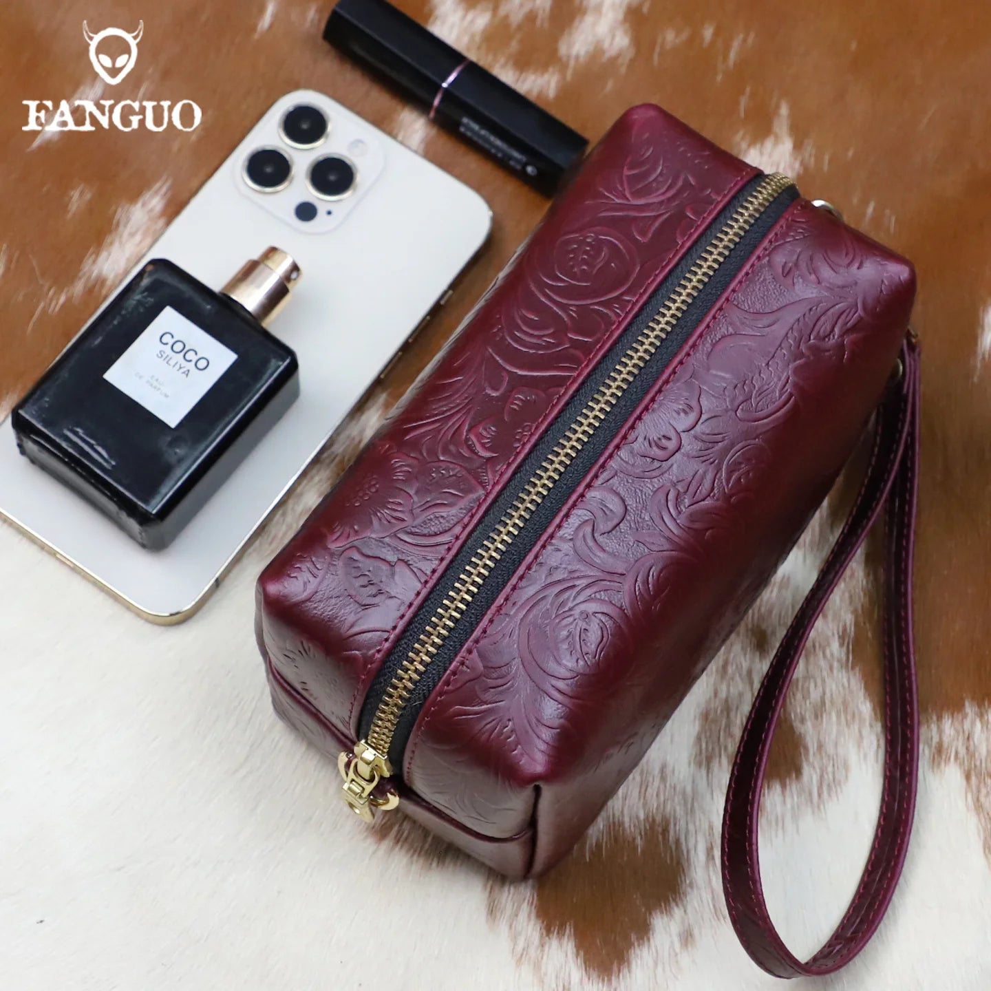 Leather Crossbody Phone Bag for Women – Dual-Use Zipper Purse
