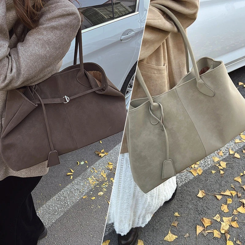 Large Capacity Suede Tote Bag – Vintage Casual Underarm Handbag