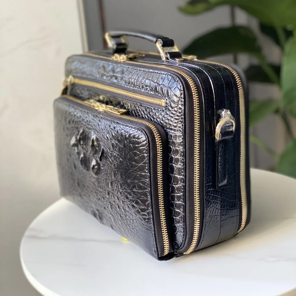 Genuine Crocodile Leather Shoulder Bag – Large Capacity