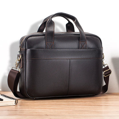 14-Inch Genuine Leather Men's Laptop Briefcase Bag