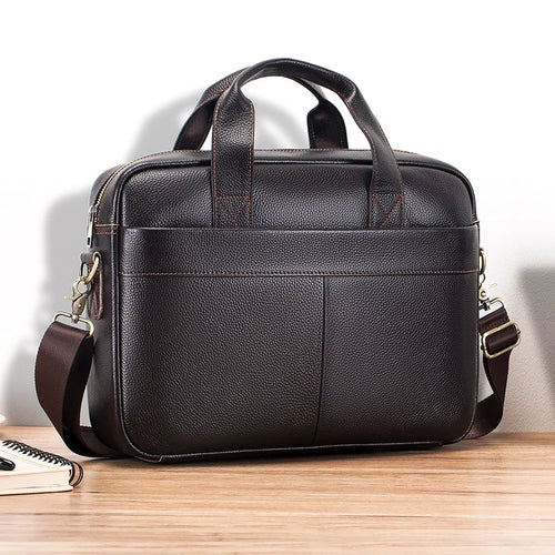 14-Inch Genuine Leather Men's Laptop Briefcase Bag