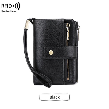 RFID Blocking Women's Trifold Wallet – Large Capacity Leather Purse