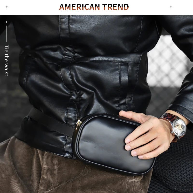 Genuine Leather Chest Bag – Adjustable Crossbody Fanny Pack