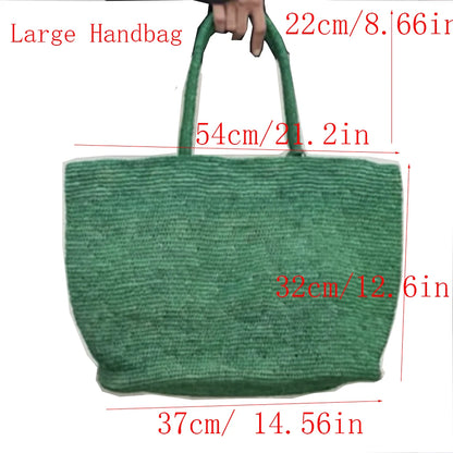 Large Raffia Straw Tote Bag – Handwoven Women's Beach Handbag