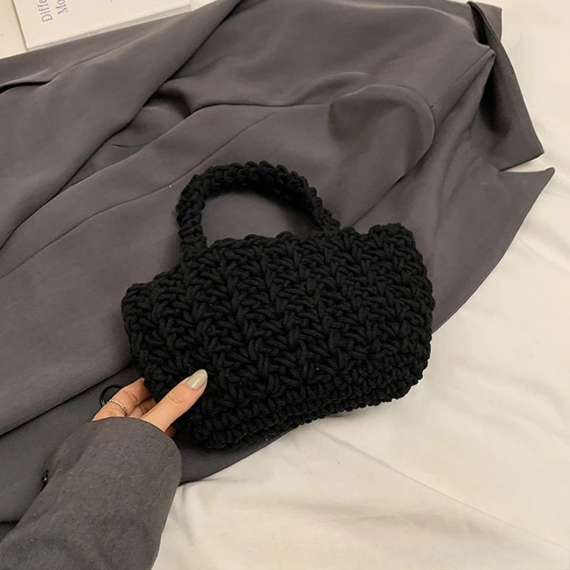 Hand-Woven Cotton Rope Bag – Women's Crochet Handbag