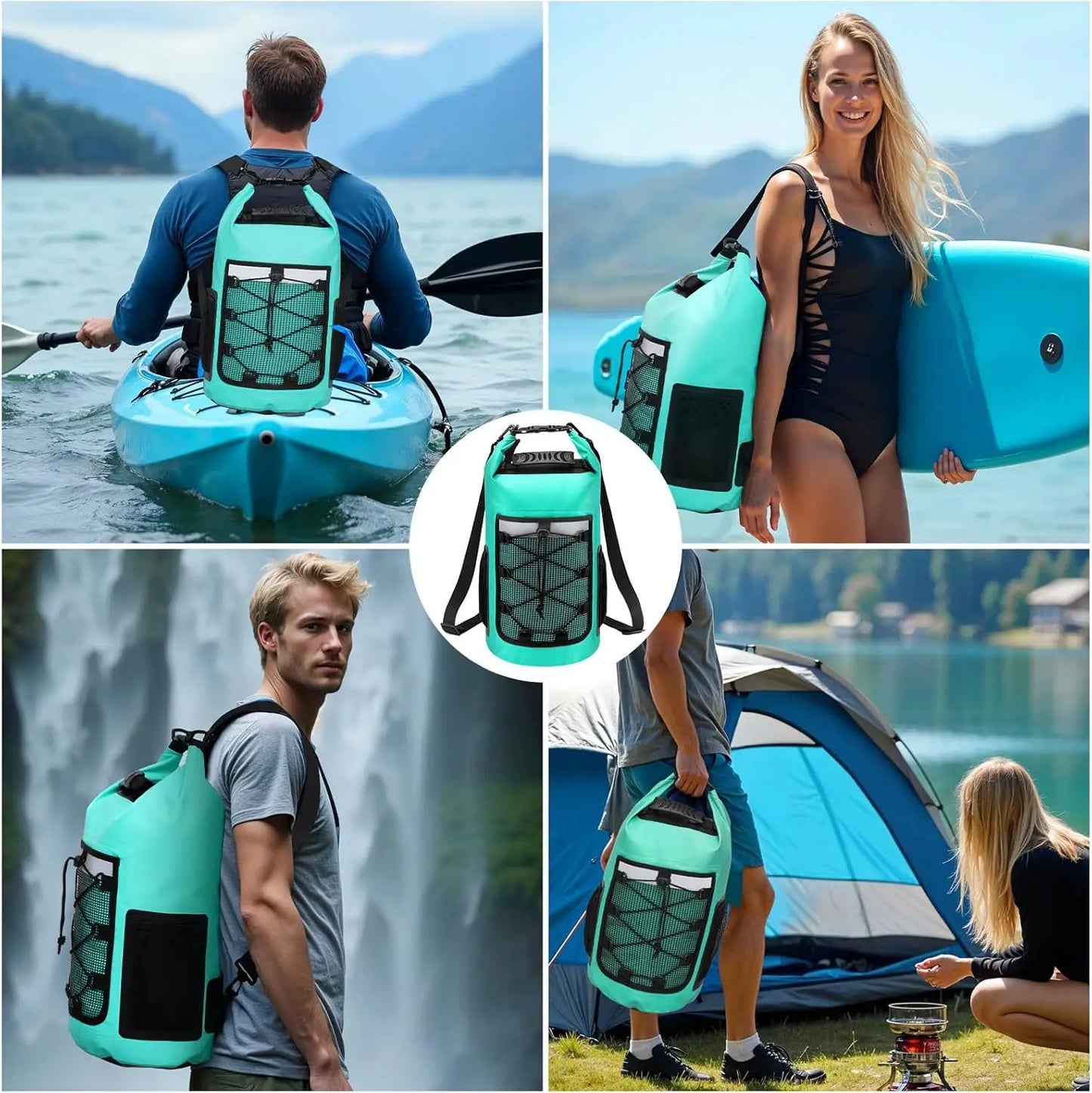 25L Waterproof Roll-Top Dry Bag Backpack for Beach & Water Sports