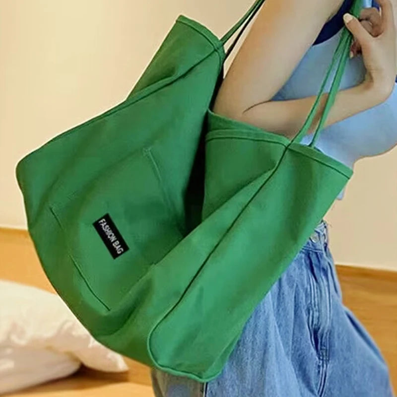 Canvas Tote Bag – Large Capacity Korean Style Shoulder Bag