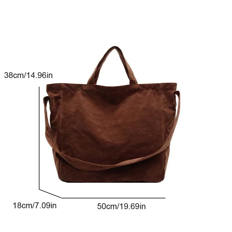 Large Velvet Tote Bag for Women – Retro Shoulder & Underarm Bag