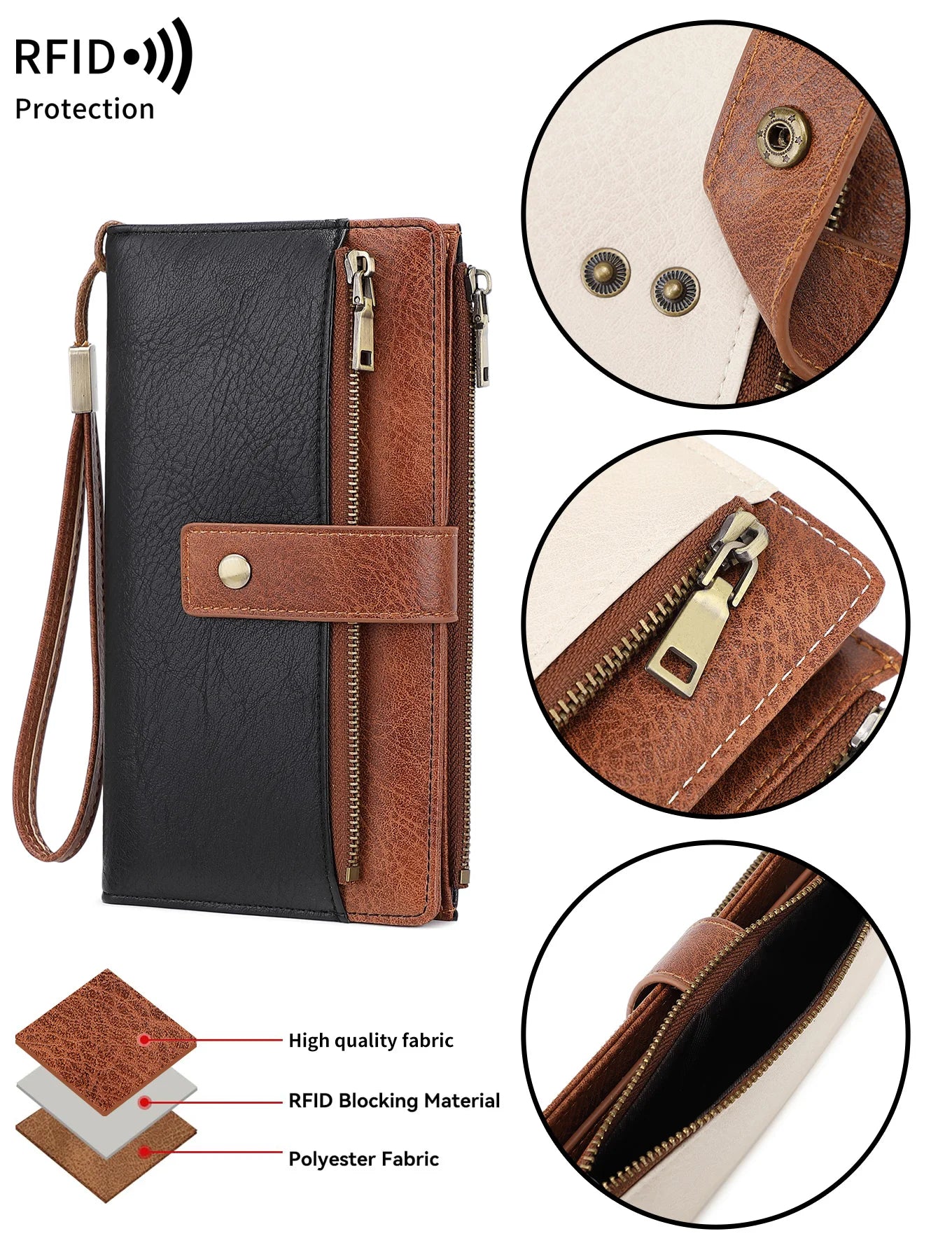 RFID Blocking Women's Long Wallet – Large Capacity PU Leather
