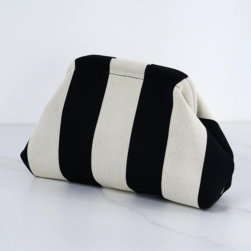 Crochet Knit Clutch Bag Women's Ruched Cloud Dumpling Purse