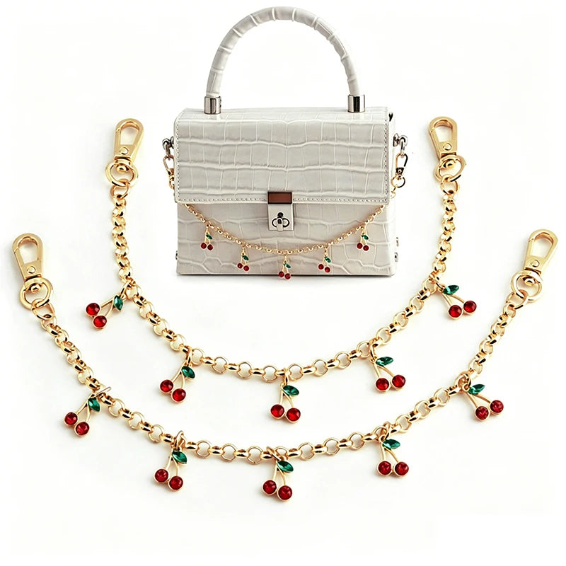 Cherry Crystal Bag Charm Chain – Rhinestone Handbag Accessory