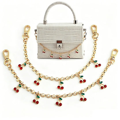 Cherry Crystal Bag Charm Chain – Rhinestone Handbag Accessory
